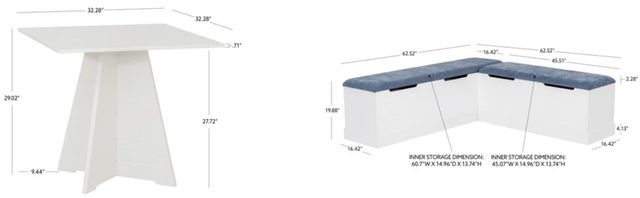 Linon Nancy 3-Piece Blue/White Square Table Nook Set-3