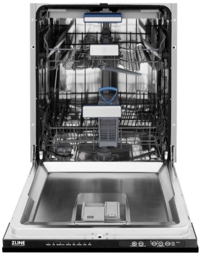 Zline Autograph Edition Tallac Series 24" Black Stainless Steel Top Control Built in Dishwasher with Polished Gold Handle-1
