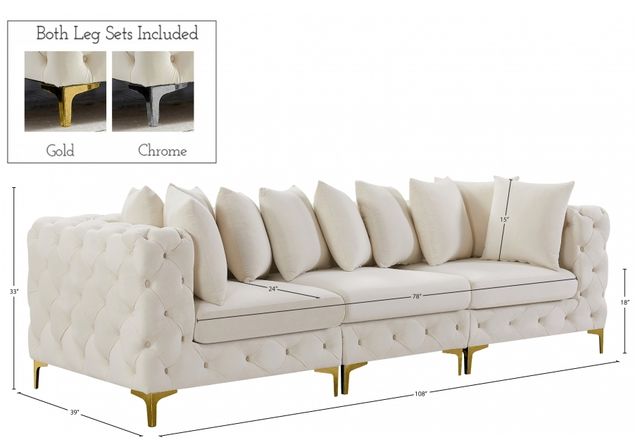 Meridian Furniture Tremblay 3-Piece Cream 109" Modular Sofa-2
