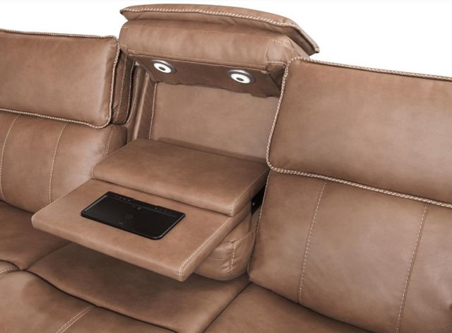 Corinthian Furniture Cason Peanut Power Reclining Sofa with Power Headrest, Lumbar and Dropdown iTable-1