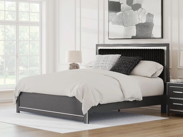 Signature Design by Ashley® Zuraleus Black King Upholstered Platform Bed-1