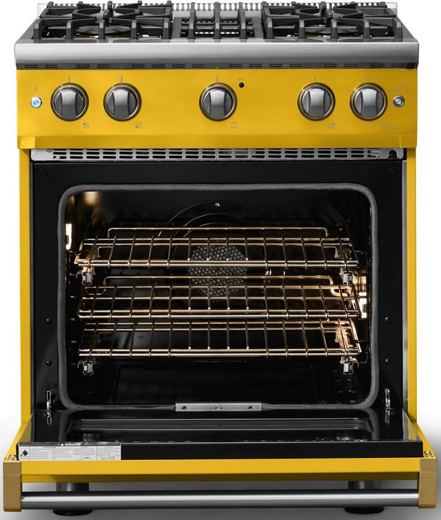 Viking® 5 Series 30" Daffodil Pro Style Gas (LP) Range with Brushed Brass Trim-1