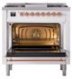 Ilve® Nostalgie II Noblesse 36'' White Pro Style Dual Fuel Range with Copper Trim-1