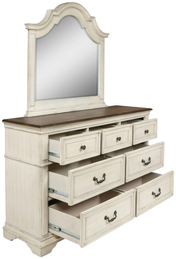 New Classic® Home Furnishings Anastasia Antique White Dresser and Mirror-3
