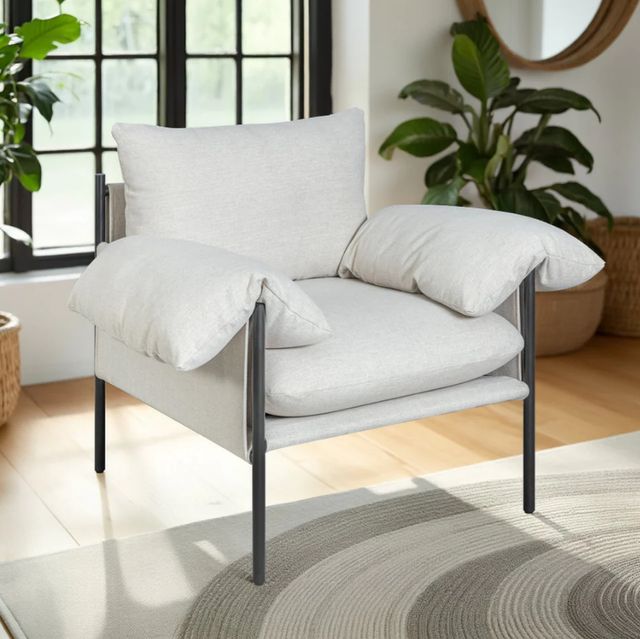 Armen Living Bloom Black/Soft Oat Chair-1