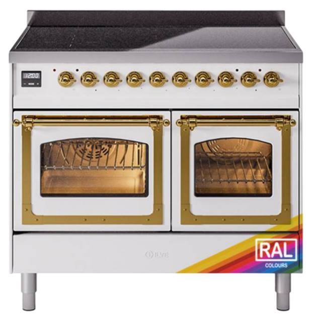 Ilve® Nostalgie II Noblesse 40'' Custom RAL Color Pro Style Induction Range with Brass Trim-0