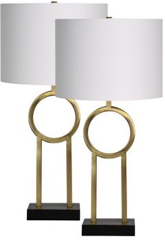 Ensemble de deux lampes de table Burlington blanc/or de Renwil®