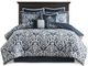 Olliix by Madison Park 8 Piece Navy California King Odette Jacquard Comforter Set-1