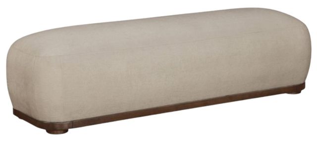 Meridian Furniture Calum Beige/Walnut Chenille Chenille Fabric Bench-0