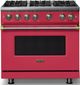 Viking® 5 Series 36" Valentine Pro Style Gas (NG) Range with Brushed Brass Trim-0