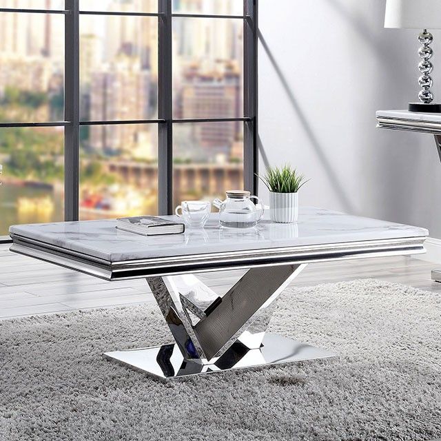 Furniture of America® Villarsglane Chrome Coffee Table-0