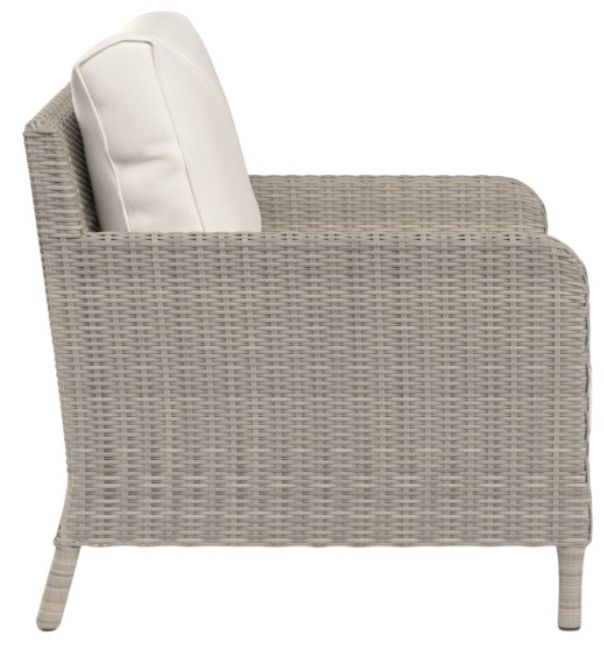 Sunset West Manhattan Dove Gray Resin Wicker Outdoor Club Chair with Linen Canvas Cushion-1