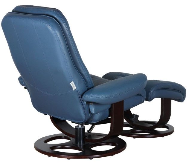 BarcaLounger® Jacque Roman-Blue Manual Recliner and Ottoman Set-2