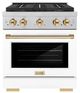 ZLINE Autograph Edition Paramount 30" 4.2 Cu. Ft. Satin Stainless Steel Dual Fuel Range with 4 Burner DuoPro™ Cooktop and Electric Convection Oven with White Matte Door and Polished Gold Accents-0