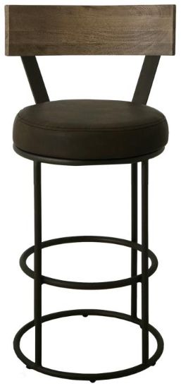 International Furniture Direct Xel-Ha Dark Hay Brown/Blacksmithing Black/Brown 30" Barstool-1