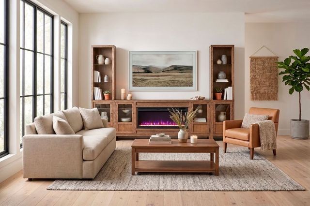 aspenhome® Sandro Brushed Bourbon 80'' Fireplace Entertainment Wall-1