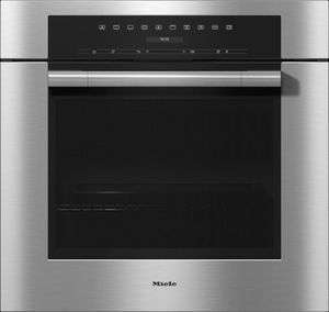 Front view of the Miele 30" Clean Touch Steel Single Electric Wall Oven