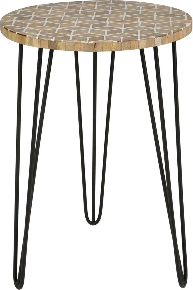 Signature Design by Ashley® Drovelett Light Brown Accent Table with Black Hairpin Legs -1