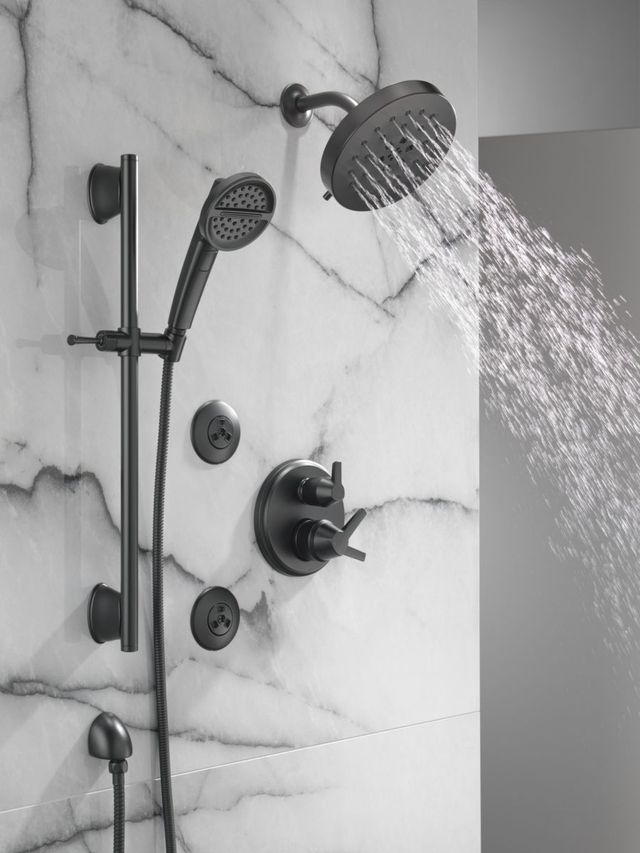 Delta Universal Showering Components Matte Black 3-Setting Slide Bar Handshower-4