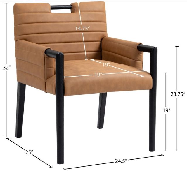 Meridian Furniture Aimee Black/Cognac Leather Dining Arm Chair-2