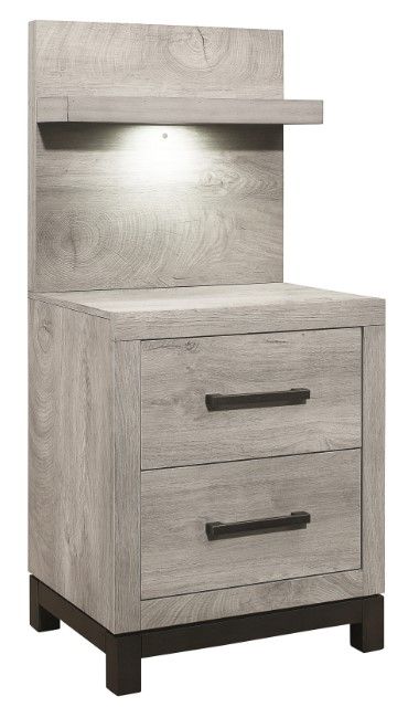 Homelegance® Zephy Light Gray Nightstand with Wall Panel-0