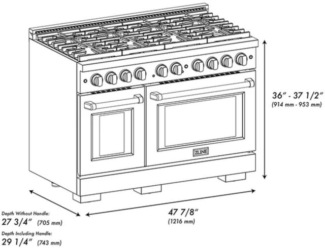 ZLINE Autograph Edition Paramount 48" 6.7 cu. ft. Black Stainless Steel with Champagne Bronze Helix Handle and Knob Accents Double Oven Dual Fuel Range with 8 Burner Gas Cooktop-1