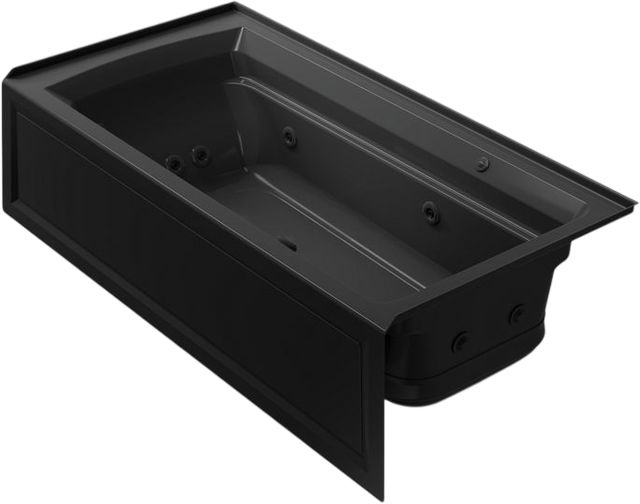 KOHLER® Archer® Black 72" x 36" Alcove Heated Bubble Massage™ Air Bath and Whirlpool - Right Drain-0