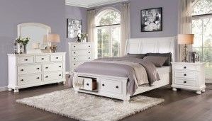 Mazin Furniture Laurelin White Queen Sleigh Bed-3