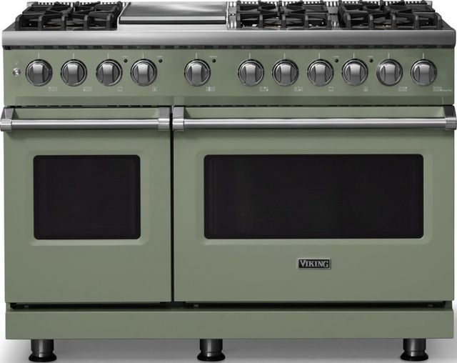 Viking® 5 Series 48" Eucalyptus Pro Style Dual Fuel (LP) Range with Polished Chrome Trim-0