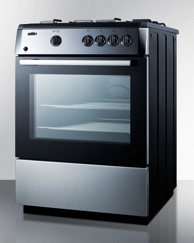 Summit® 24" Black with Stainless Steel Slide In Gas Range-1