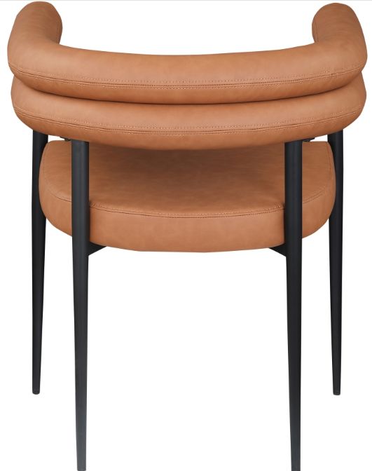 Meridian Furniture Lavina Cognac/Black Leather Upholstered Dining Arm Chair-3