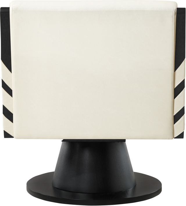 Meridian Furniture Millwin Cream/Black Vegan Leather Swivel Accent Chair-3