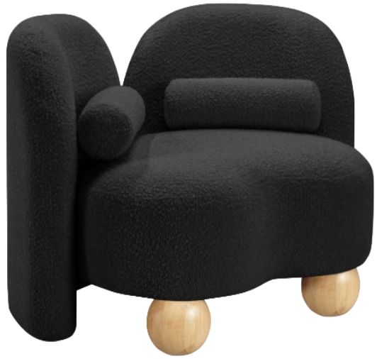 Meridian Furniture Daphne Black Boucle Fabric Accent Chair-0