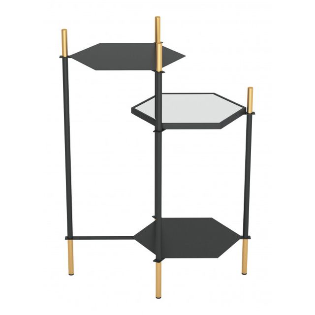 Zuo® Modern William Glass Top Two Tier Side Table with Black Framework -1