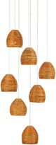 Currey & Company Beehive Natural Rattan/Silver Round Multi-Drop Pendant Lighting-0