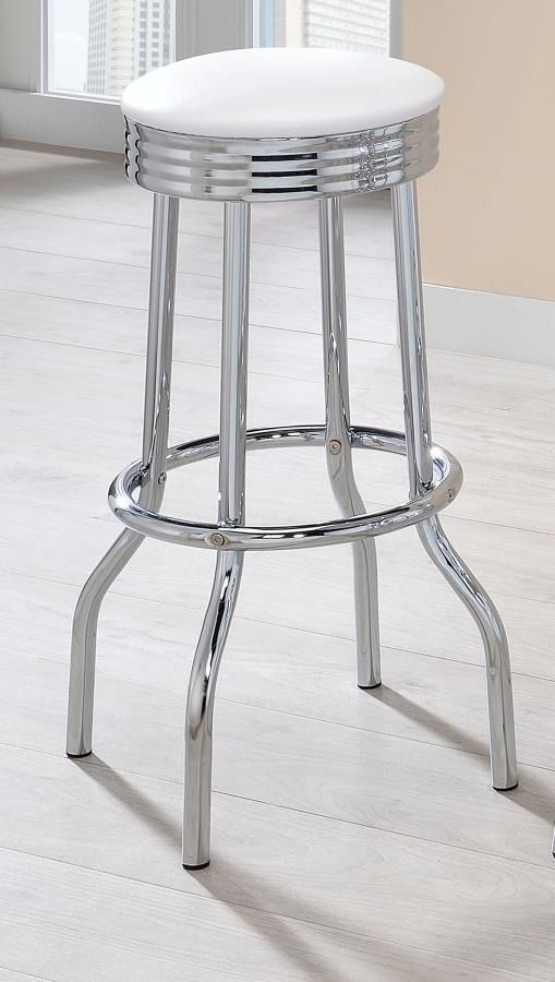 Coaster® Theodore 2-Piece White/Chrome Soda Fountain Bar Stools-4