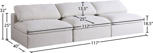 Meridian Furniture Serene 3-Piece Cream Armless Modular Sofa-2
