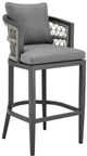 Armen Living Zella Gray/Light Gray Rope/Metal Outdoor Bar Stool with Cushions-0