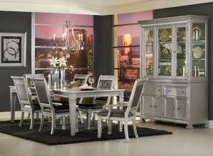 Mazin Furniture Bevelle Silver Buffet & Hutch-3