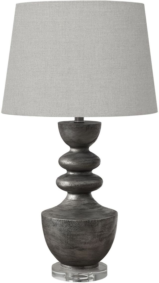 Monarch Specialties Inc. Grey Resin Table Lamp with Grey Shade-0
