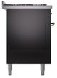 Ilve® Nostalgie II Noblesse 60'' Glossy Black Pro Style Dual Fuel Range with Burnished Trim-2