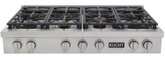Kucht Professional KFX Series 48" Stainless Steel Propane Gas Range Top with Classic Silver Knobs-2