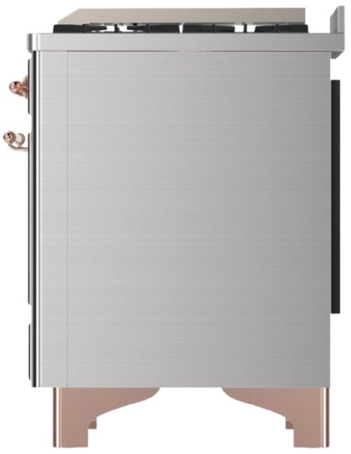 Ilve® Majestic III 60" Stainless Steel Pro Style Dual Fuel Liquid Propane Range with Triple Glass Door and Copper Trim-3