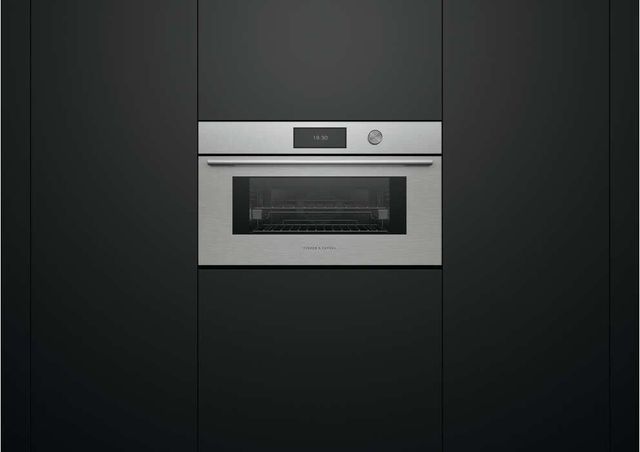 Fisher & Paykel Series 9 Contemporary 30" Brushed Silver Glass Compact Combination Steam Oven-2