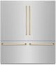 ZLINE Autograph Edition 72 in. 39.6 Cu. Ft. Stainless Steel Built In French Door Refrigerator with Polished Gold Accents-0