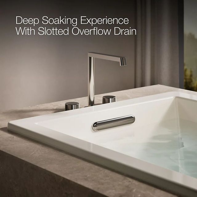 KOHLER® Underscore® Biscuit 66" x 36" Drop-in Heated Whirlpool Bath-4