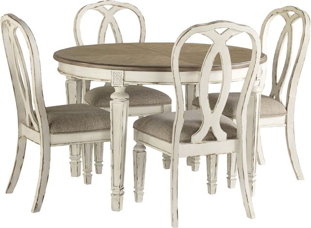 Signature Design by Ashley® Realyn Brown Oval Dining Table with Chipped White Base-1