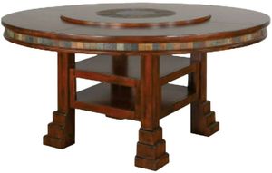 front view of the Sunny Designs™ Santa Fe Dark Chocolate Round Table with Lazy Susan