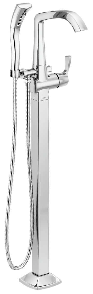 Delta Stryke® Lumicoat® Chrome Floor Mount Tub Filler Trim with Lever Handle-0