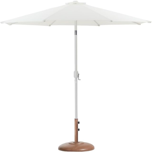 Meridian Furniture Fiji Matte White/Teak/White Aluminum Outdoor Patio Umbrella and Base-0